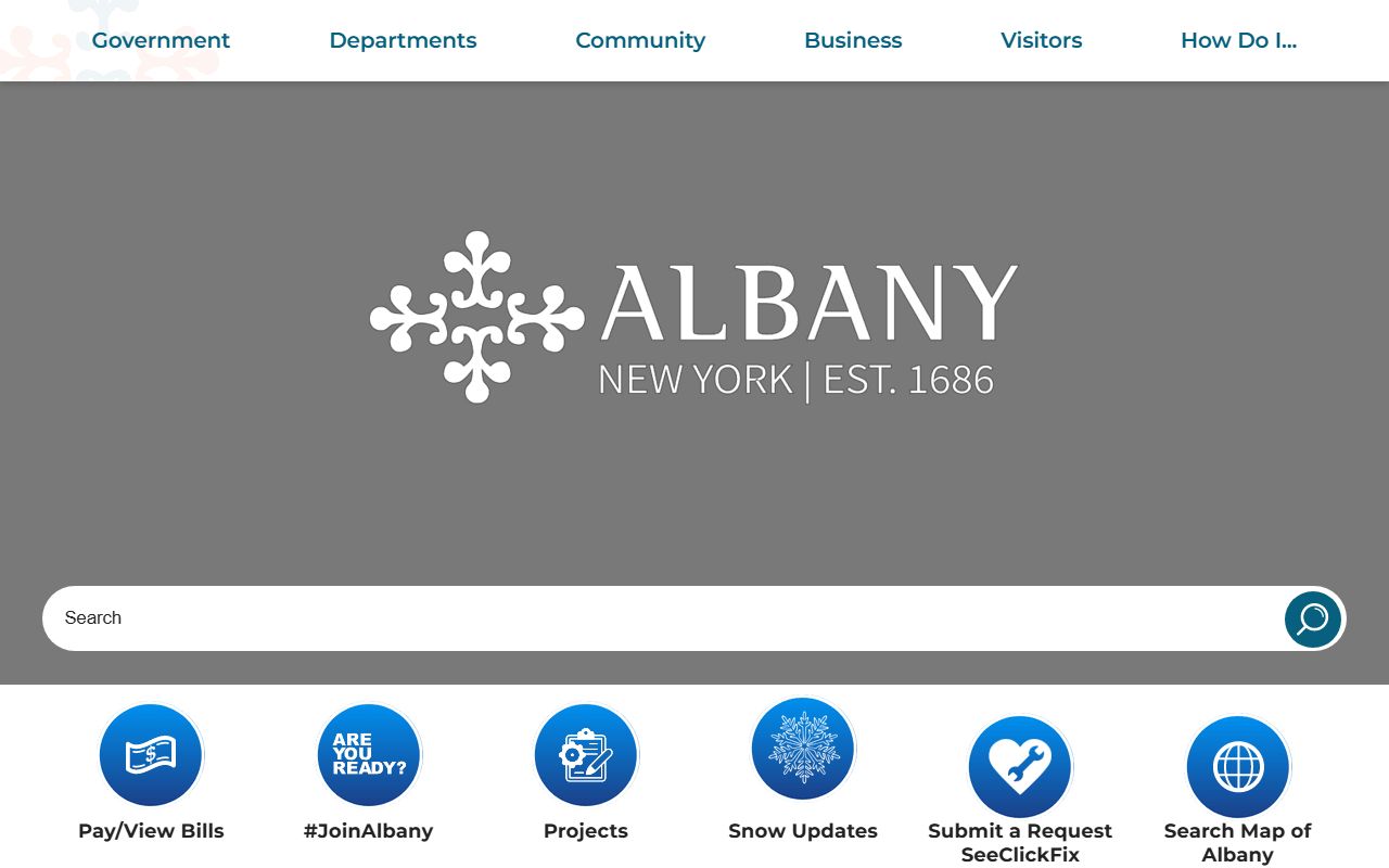 Albany 24 hour booking city homepage with department links