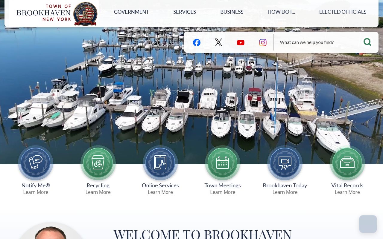Brookhaven town homepage 24 hour booking information