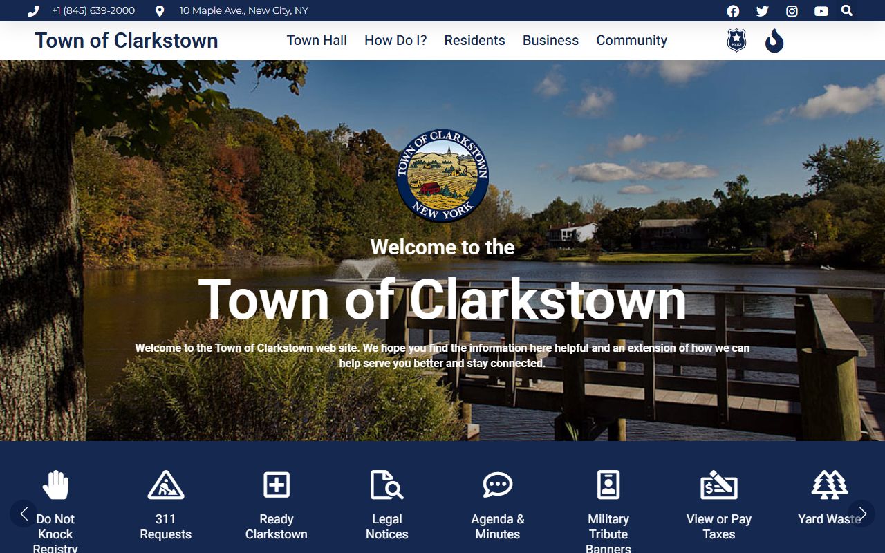 Clarkstown 24 hour booking town homepage with government services