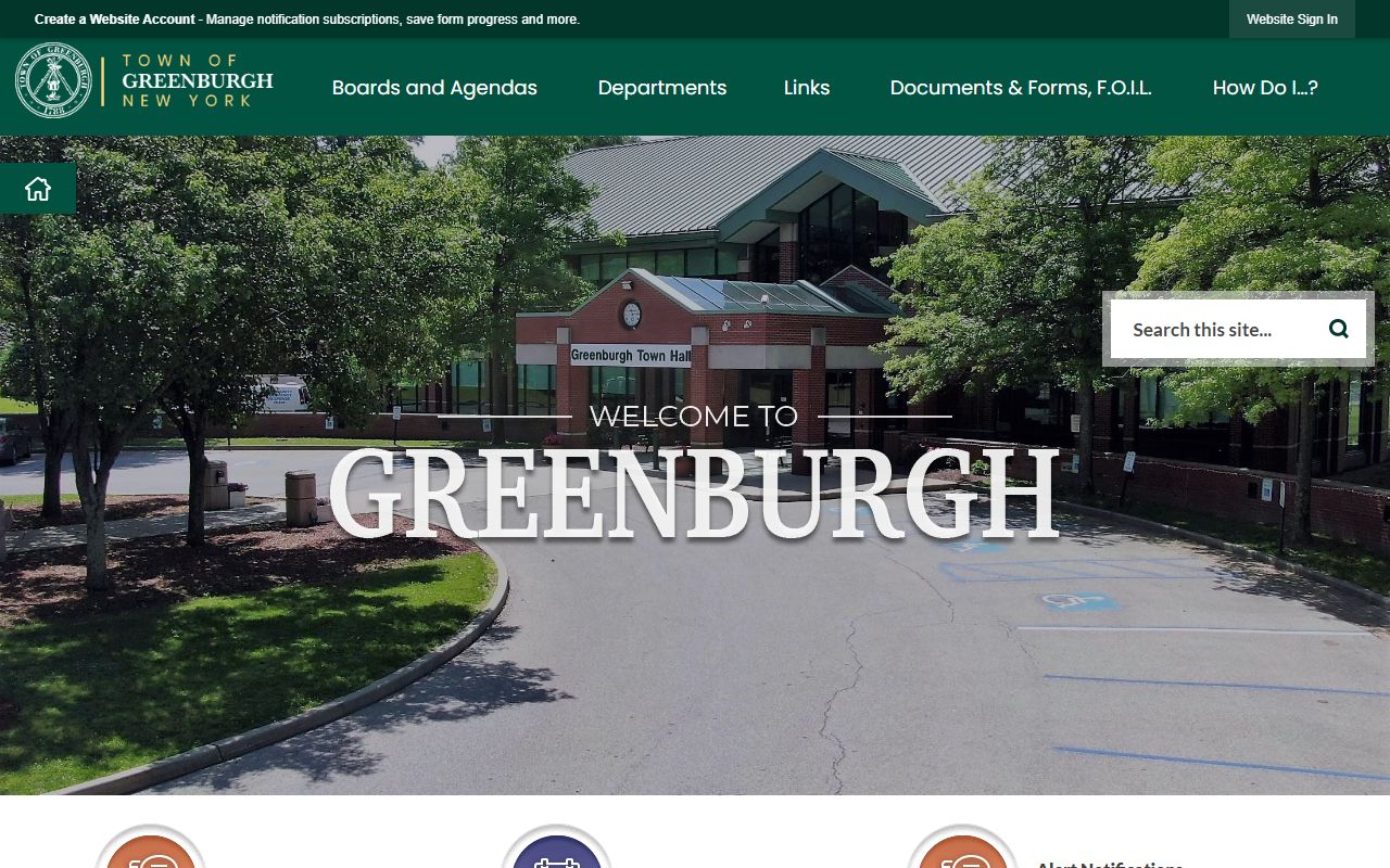 Greenburgh 24 hour booking town homepage showing local services