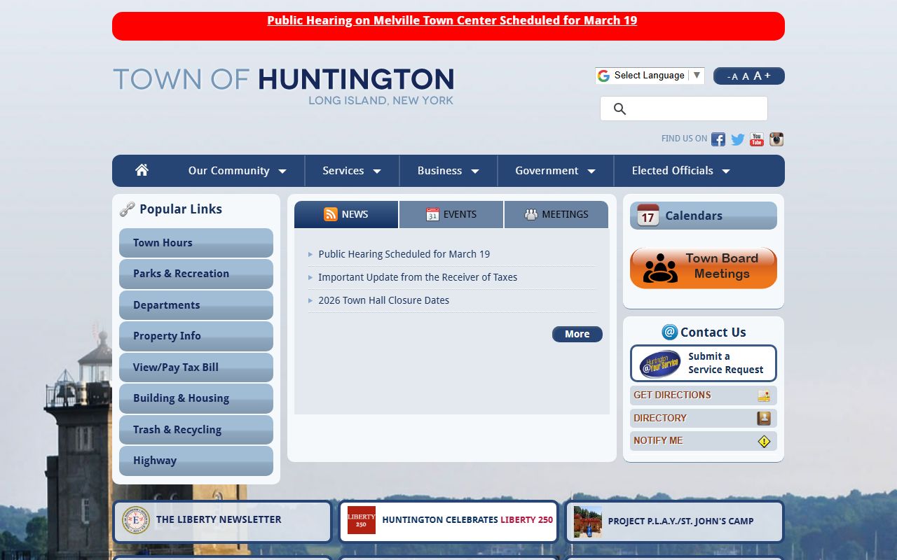 Huntington 24 hour booking town homepage