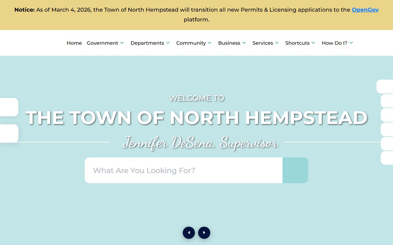 North Hempstead town homepage 24 hour booking