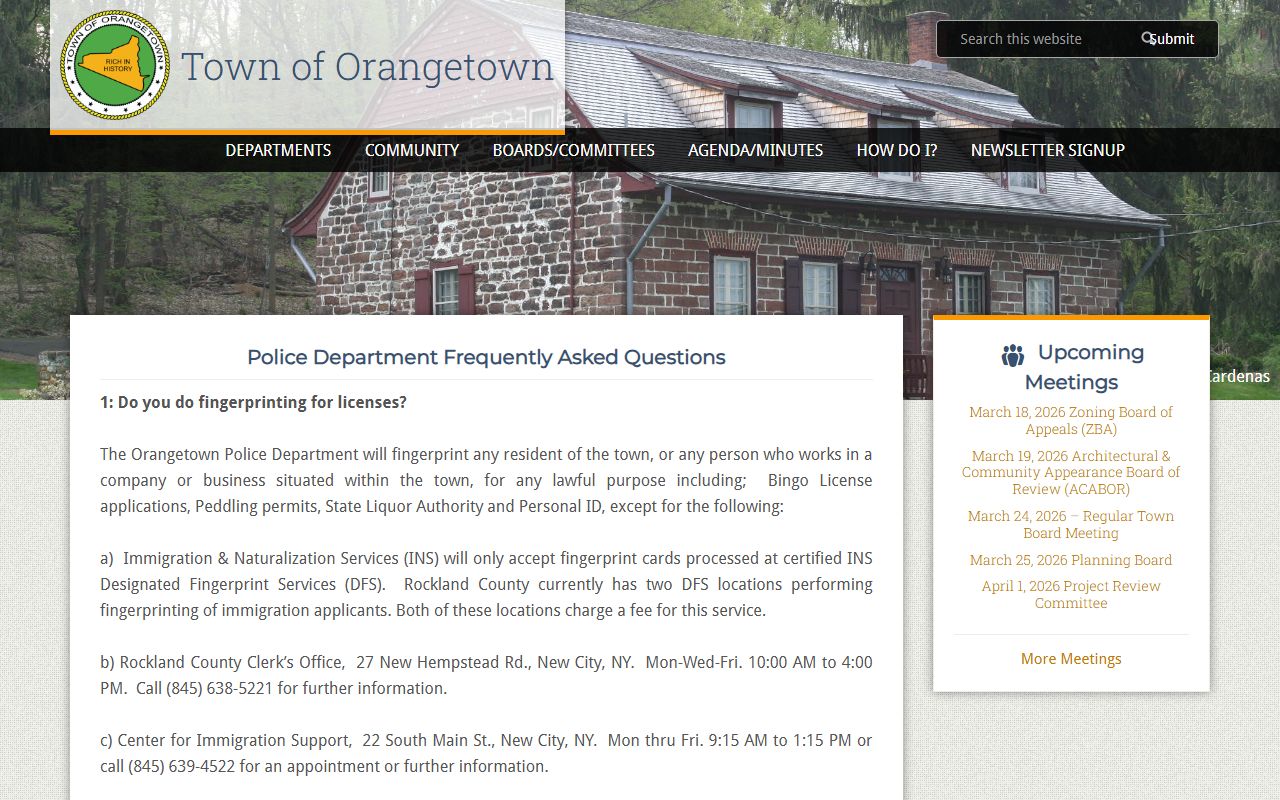 Orangetown 24 hour booking police department