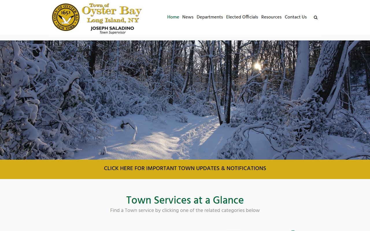 Oyster Bay town homepage 24 hour booking