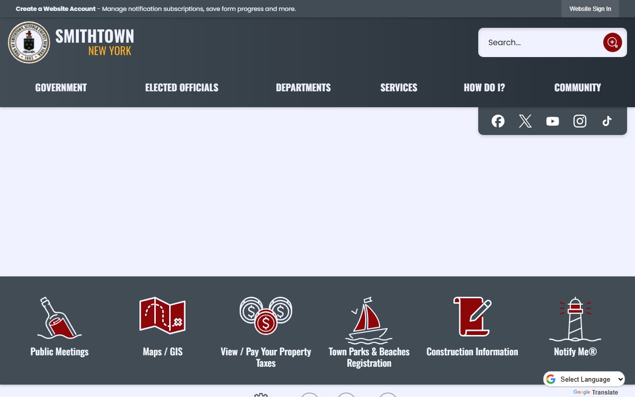 Smithtown 24 hour booking town homepage with local government info