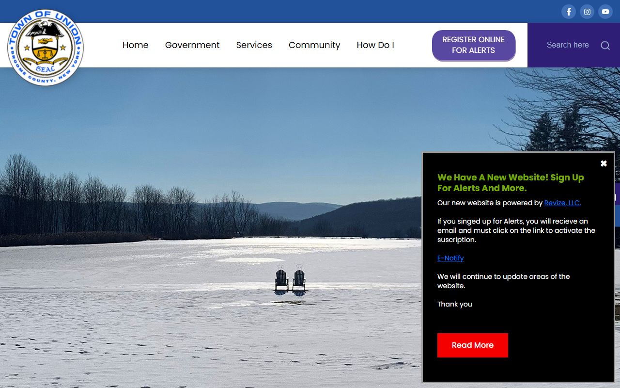 Union town homepage for 24 hour booking information