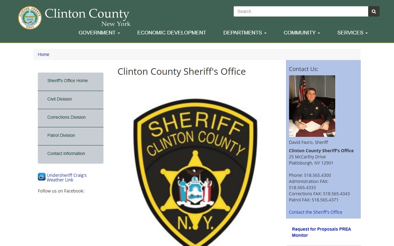 Clinton County 24 hour booking Sheriff's Office website