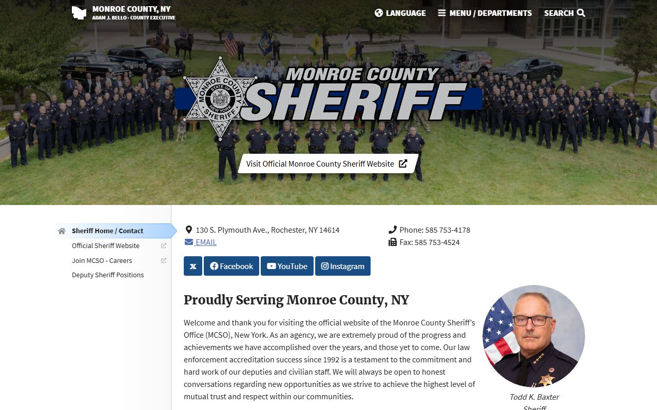 Monroe County Sheriff Office website for 24 hour booking information