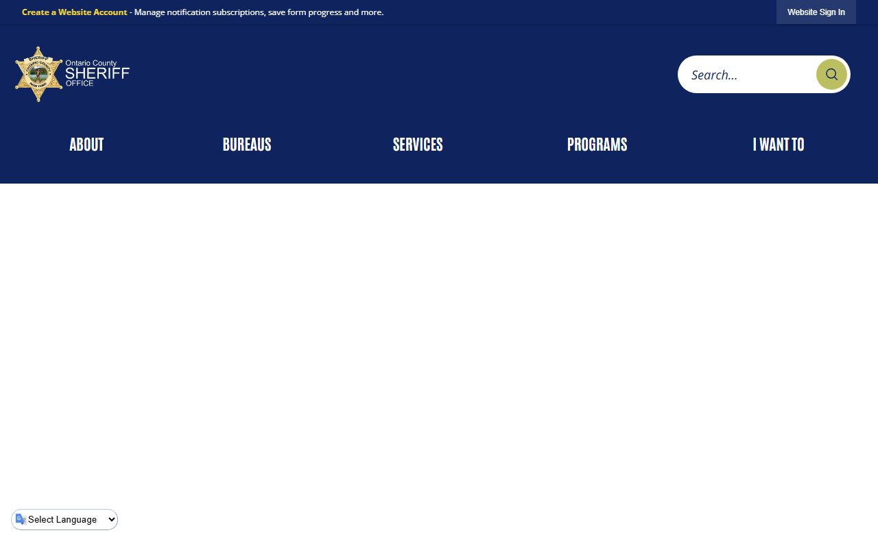 Ontario County 24 hour booking Sheriff's Office website