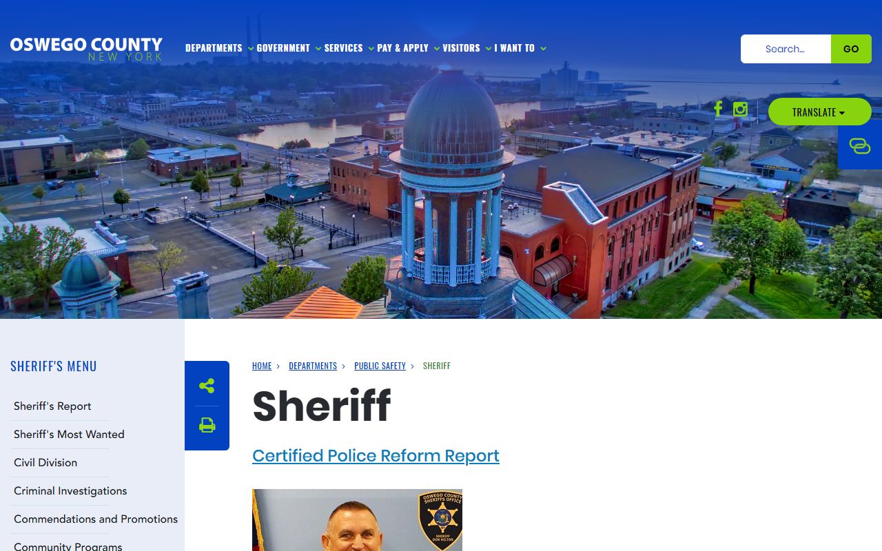 Oswego County 24 hour booking Sheriff's Office website