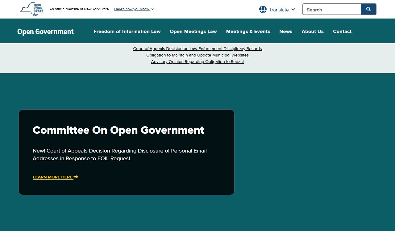 New York Committee on Open Government for 24 hour booking FOIL requests